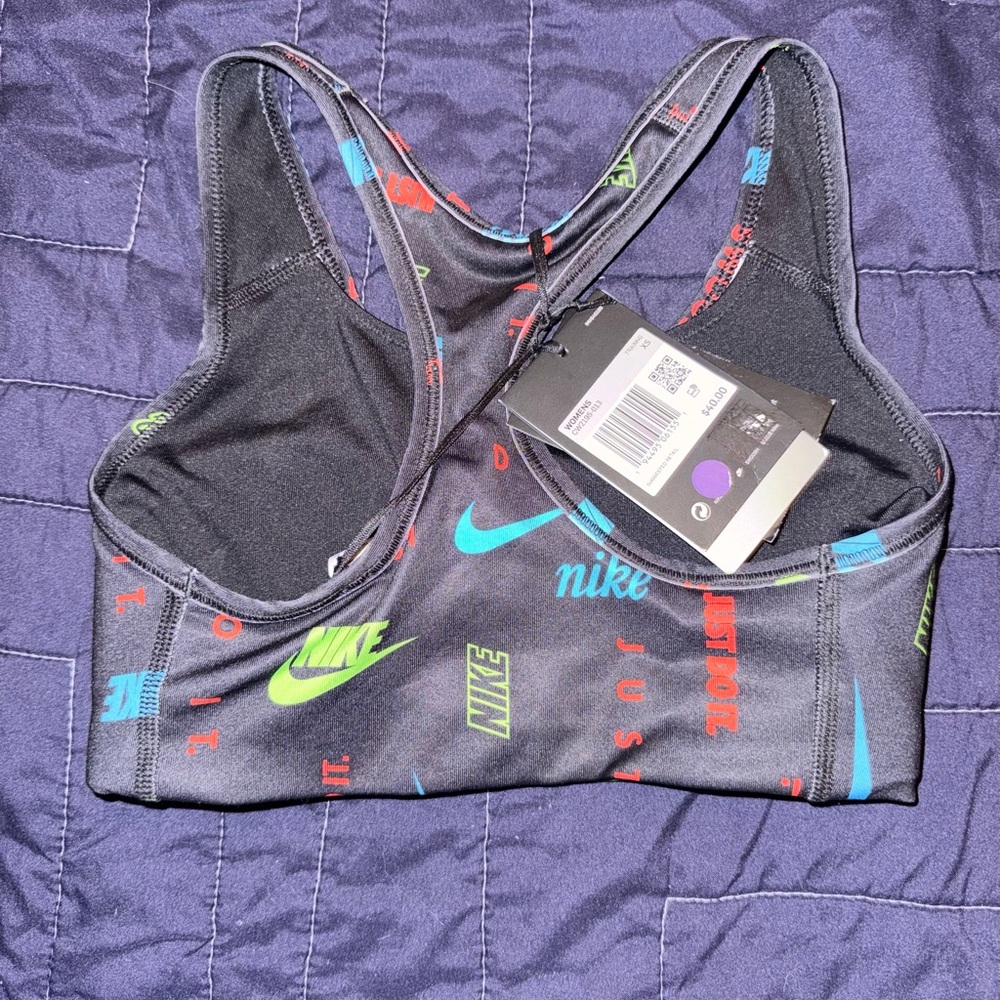 Nike Black Sports Bra with Vibrant Logos